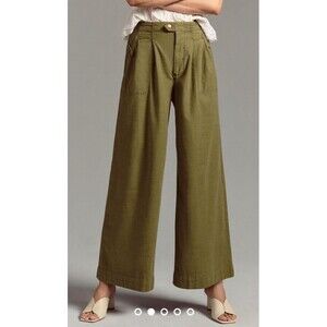 Pilcro 31 Wide Leg Utility Pants Trousers Green High Rise Trousers Anthropologie